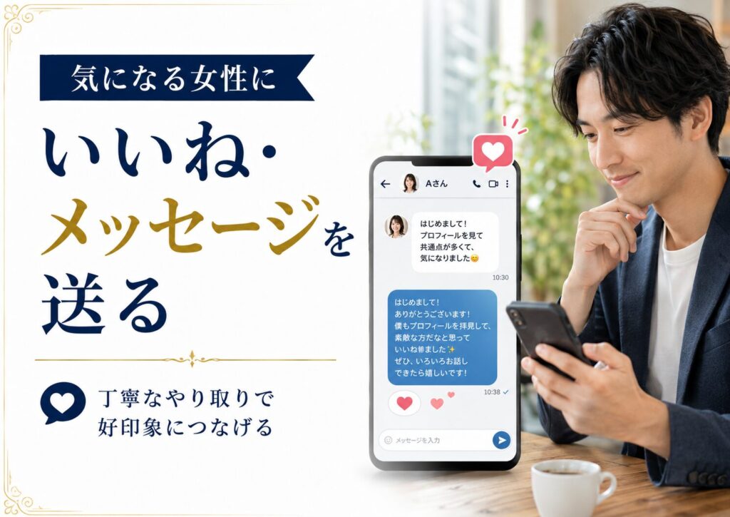 気になる女性にいいね・メッセージを送る