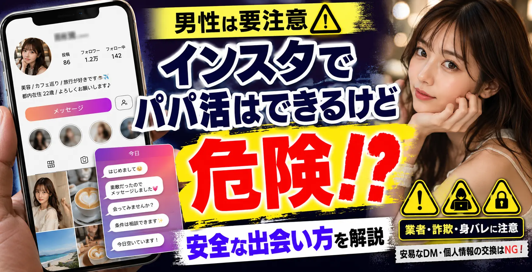 インスタでパパ活はできるけど危険？！おすすめの出会い方を解説